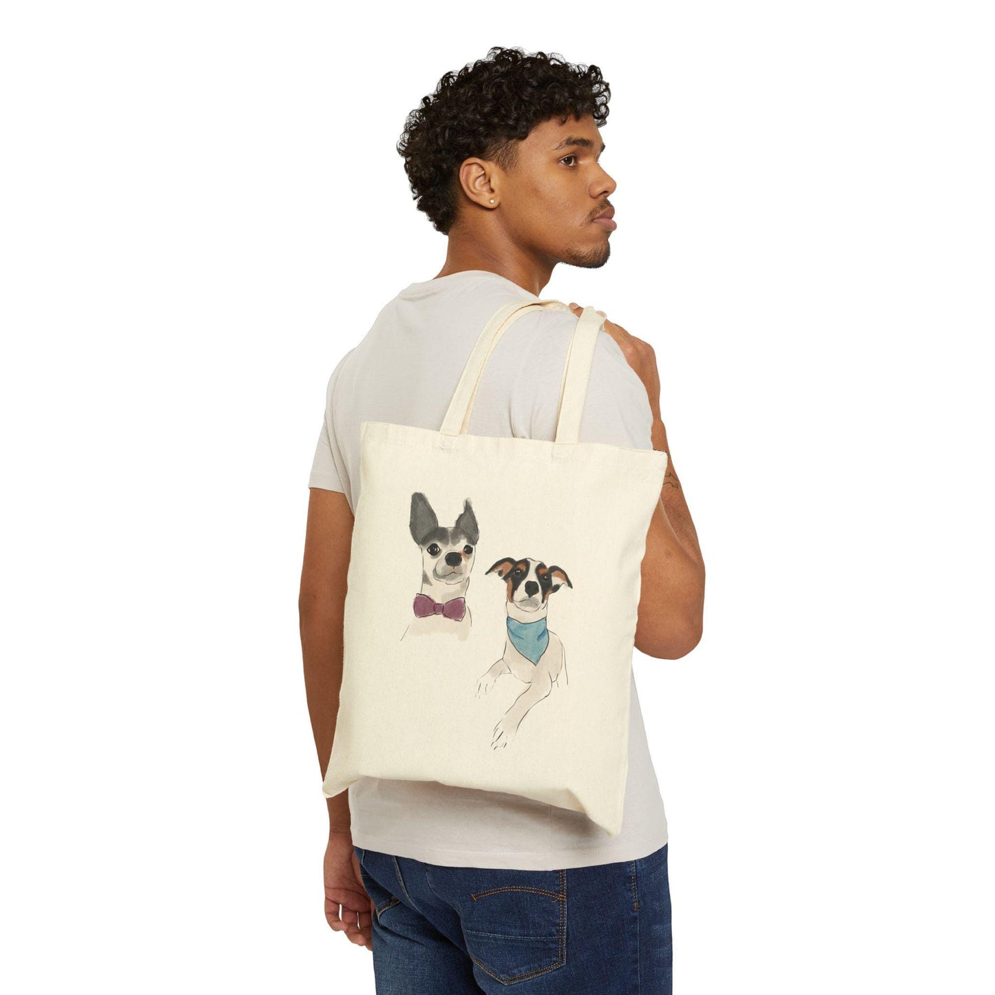 Custom Dog Cotton Canvas Tote Bag - Personalized Pet Tote, Dog Lover Gift, Reusable Shopping Bag, Pet Owner Gift, Dog Mom Gift