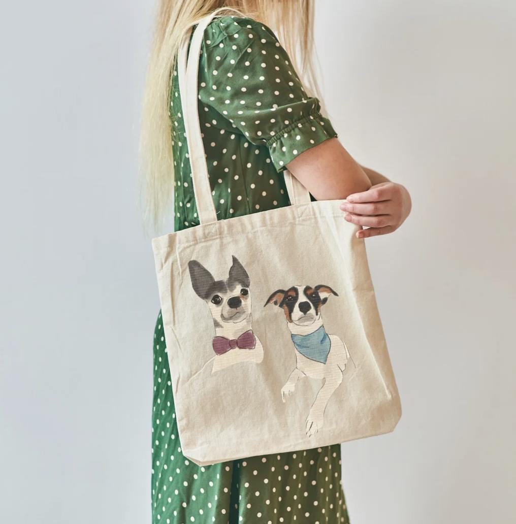 Custom Dog Cotton Canvas Tote Bag - Personalized Pet Tote, Dog Lover Gift, Reusable Shopping Bag, Pet Owner Gift, Dog Mom Gift