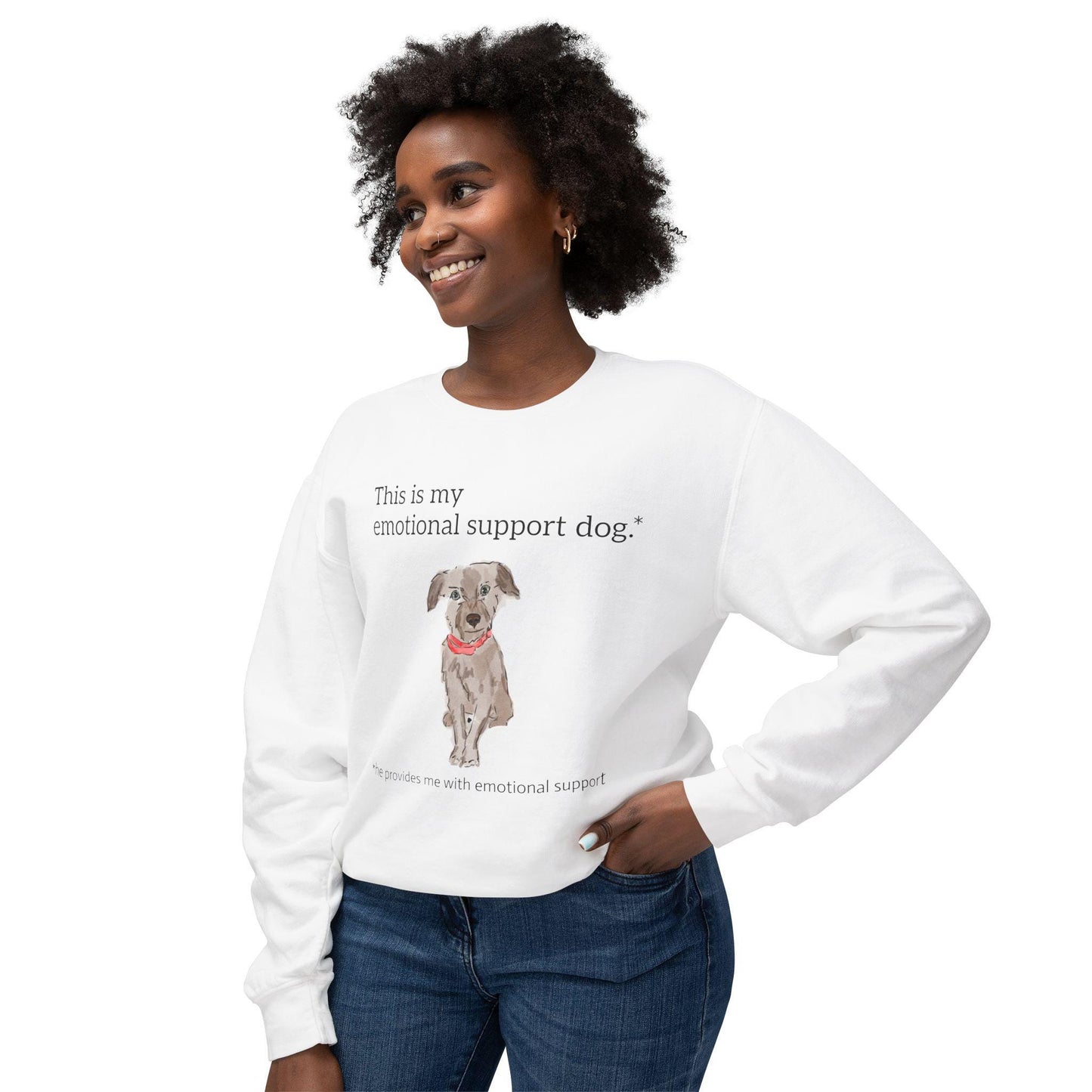 Funny Emotional Support Dog Unisex Sweatshirt, Lightweight Dog Lover Crewneck Jumper, Cute Pet Owner Apparel, Comfy Animal Sweatshirt,